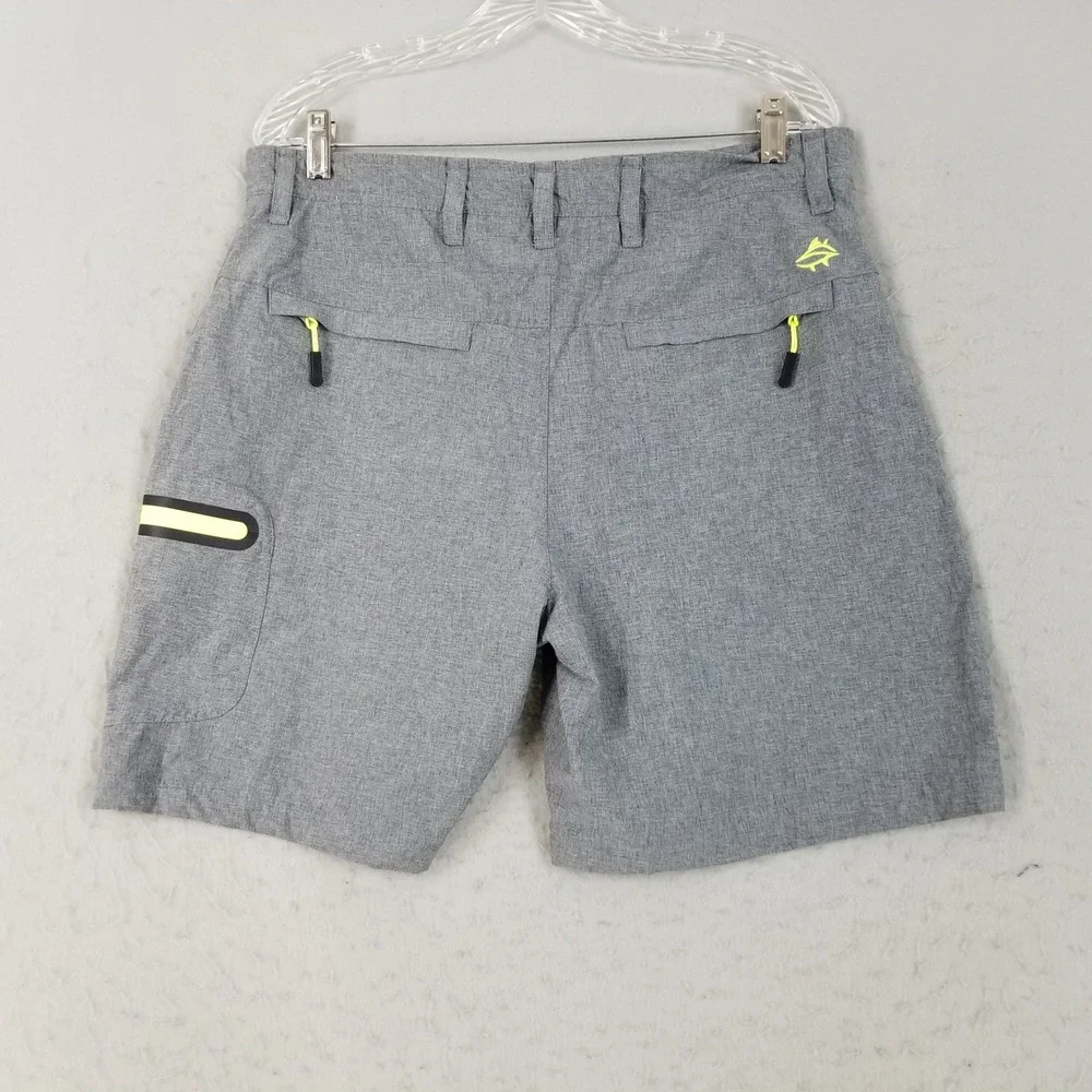 Loco Kailu Shorts Mens 36 Gray Hybrid Board Shorts Performance Cargo Neon Zipper